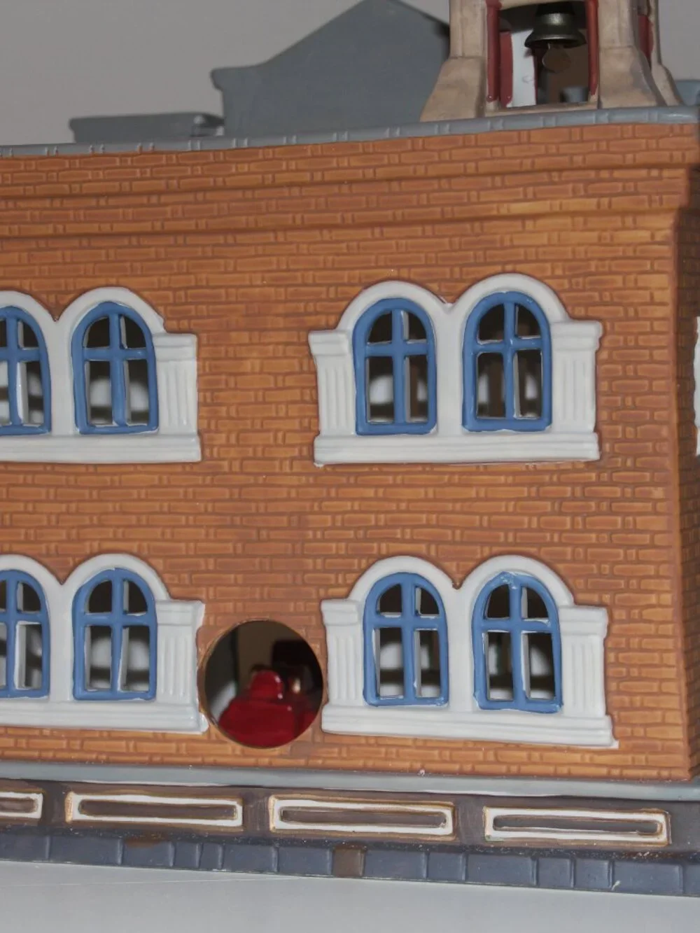 Vintage Heartland Valley Village Christmas Fire Station Lighted Porcelain House